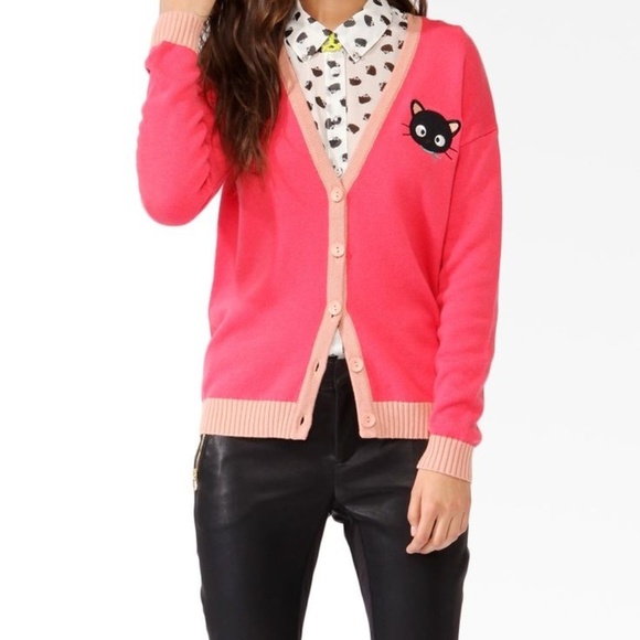 Forever 21 Sweaters - Hello Kitty X Forever 21 Chococat Coral Cardigan